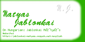 matyas jablonkai business card